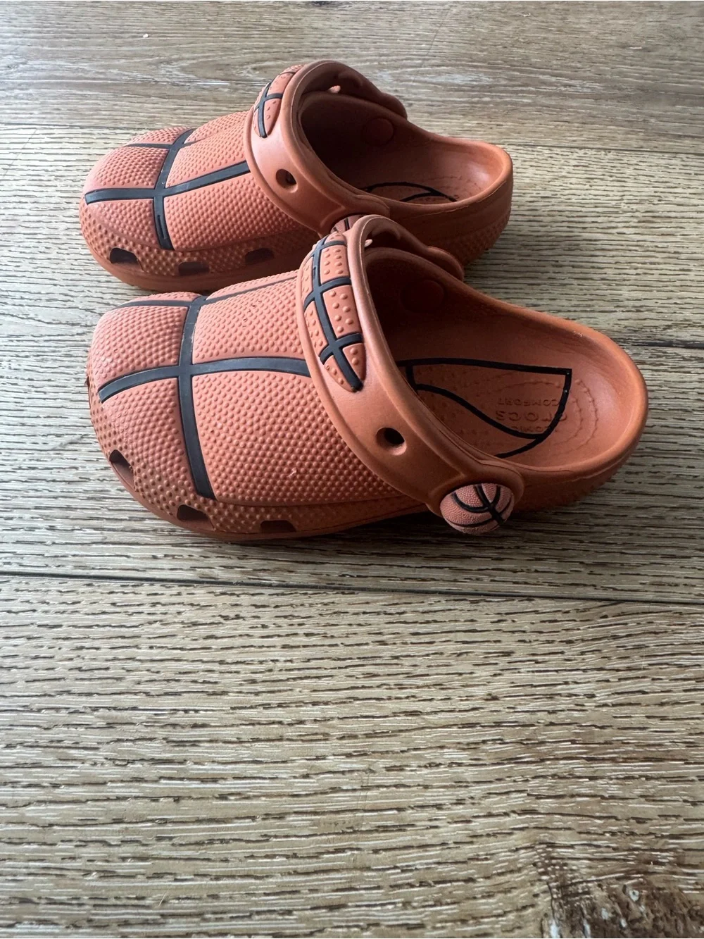 CROCS Kids Basketball-Pattern Clogs - Orange with Black Accents